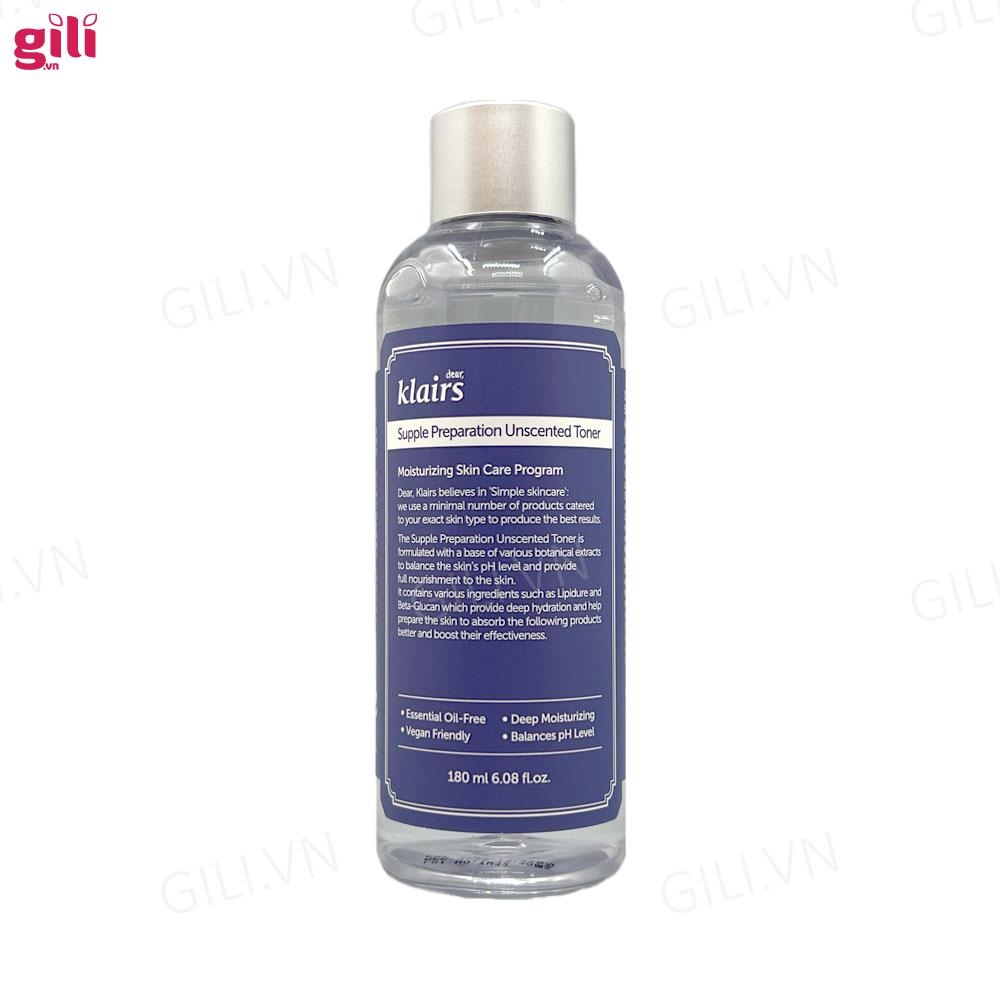 Nước hoa hồng Klairs Supple Preparation Unscented Toner chính hãng