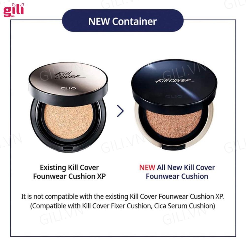 Phấn nước Clio Kill Cover Founwear All New tặng lõi 15gr chính hãng