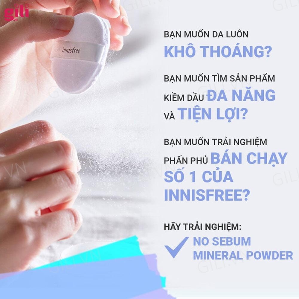 Phấn phủ dạng bột Innisfree No Sebum Mineral Powder 5gr chính hãng