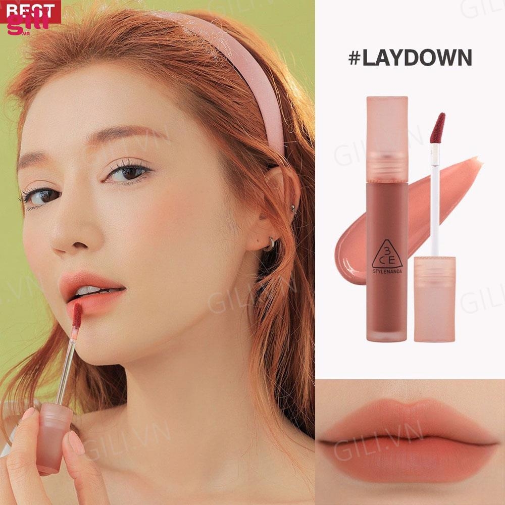 Son kem 3CE Blur Water Tint Laydown 4.6g - hồng đào trầm chính hãng.