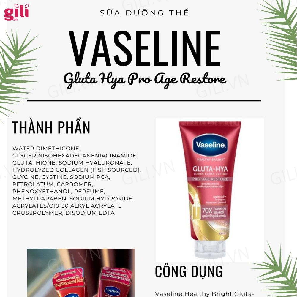 Sữa dưỡng thể Vaseline Gluta-Hya 70x Pro-Age Restore 300ml chính hãng