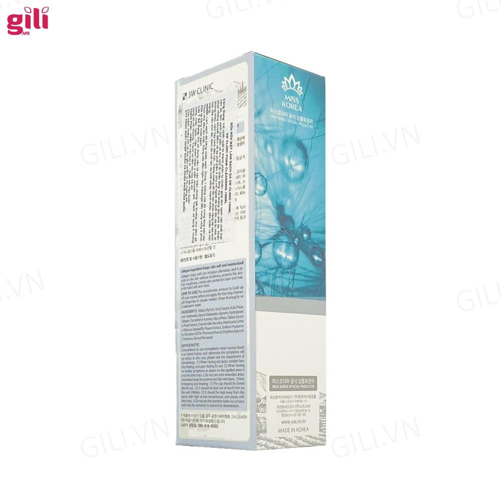 Sữa rửa mặt 3W Clinic Collagen Cleansing Foam 100ml chính hãng