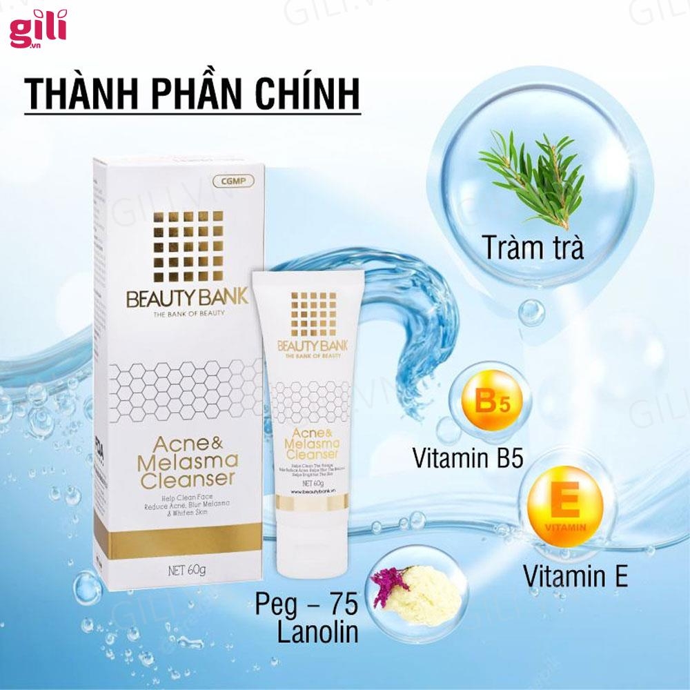 Sữa rửa mặt ngừa mụn Beauty Bank Acne & Melasma 60gr chính hãng