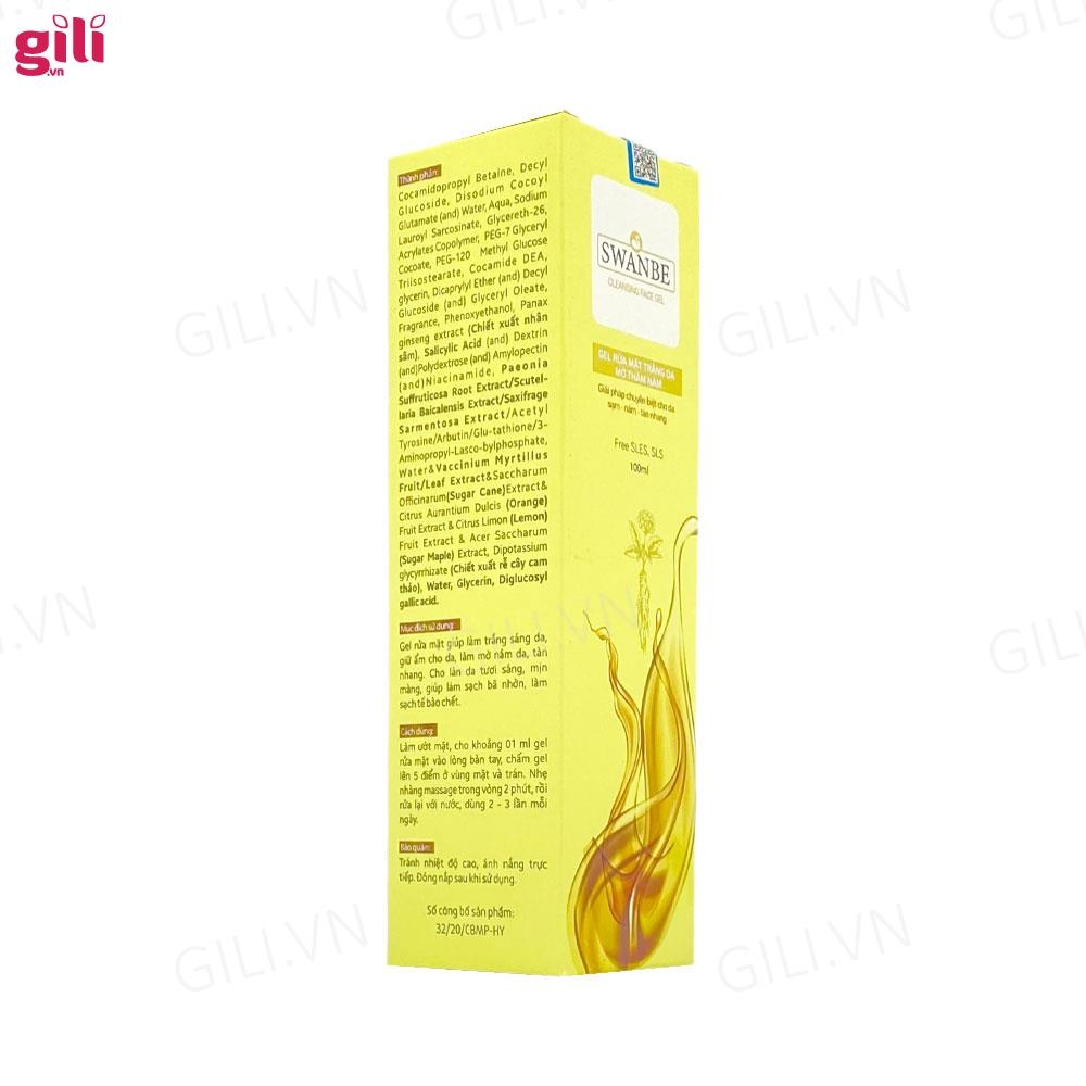 Gel rửa mặt mờ thâm nám Swanbe Cleansing Face 100ml chính hãng