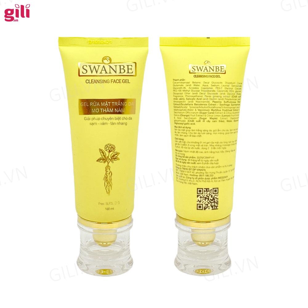 Gel rửa mặt mờ thâm nám Swanbe Cleansing Face 100ml chính hãng