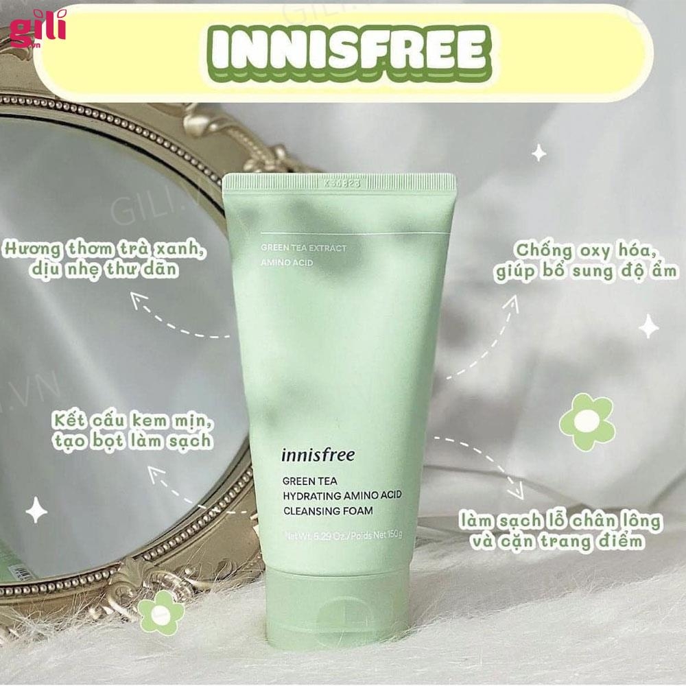 Sữa rửa mặt Innisfree Green Tea Amino Acid Cleansing 150ml chính hãng