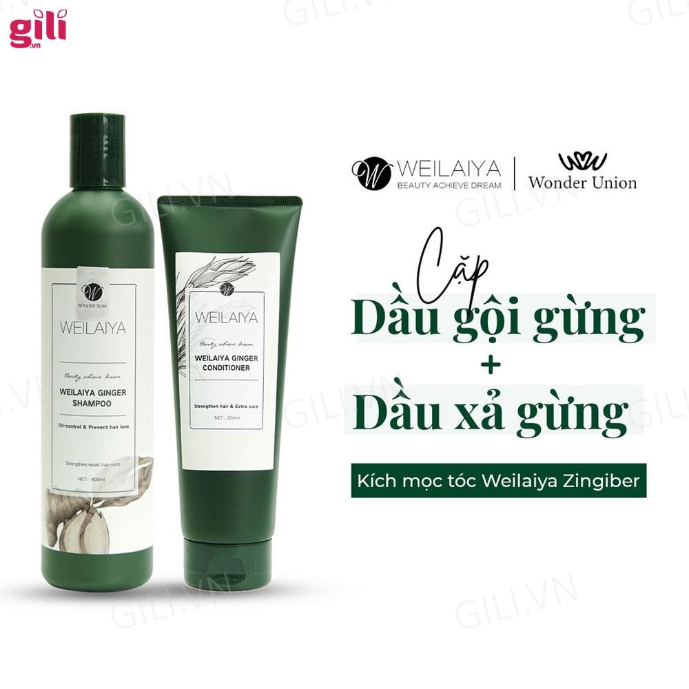 Bộ gội xả Gừng Trắng Weilaiya Ginger 400ml + 250ml chính hãng