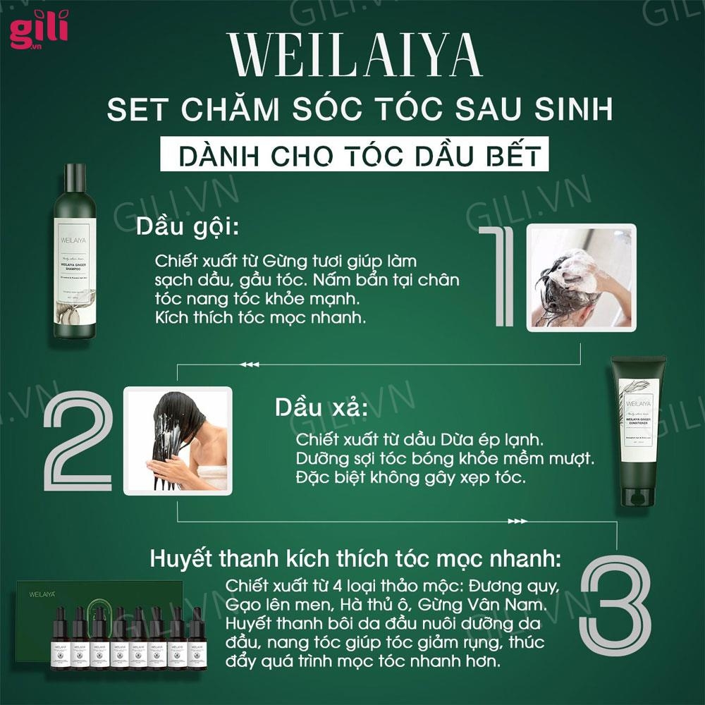 Bộ gội xả Gừng Trắng Weilaiya Ginger 400ml + 250ml chính hãng