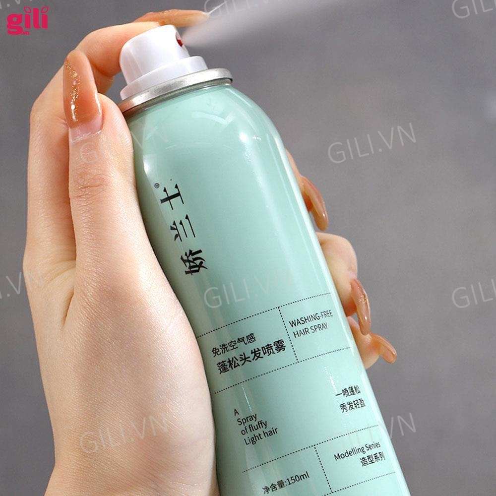 Dầu gội khô Luckyfine Washing Free Hair Spray Xanh 150ml chính hãng