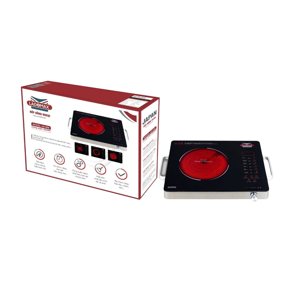 Bếp hồng ngoại Ladomax HA-669 2200W mặt kính cường lực