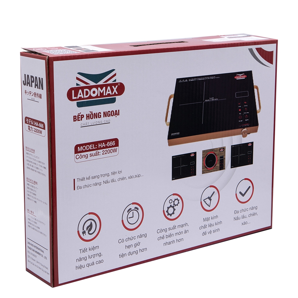 Bếp Điện Hồng Ngoại Ladomax HA-666 2200W - Không Kén Nồi, Nấu Nhanh, An Toàn, Tiện Dụng
