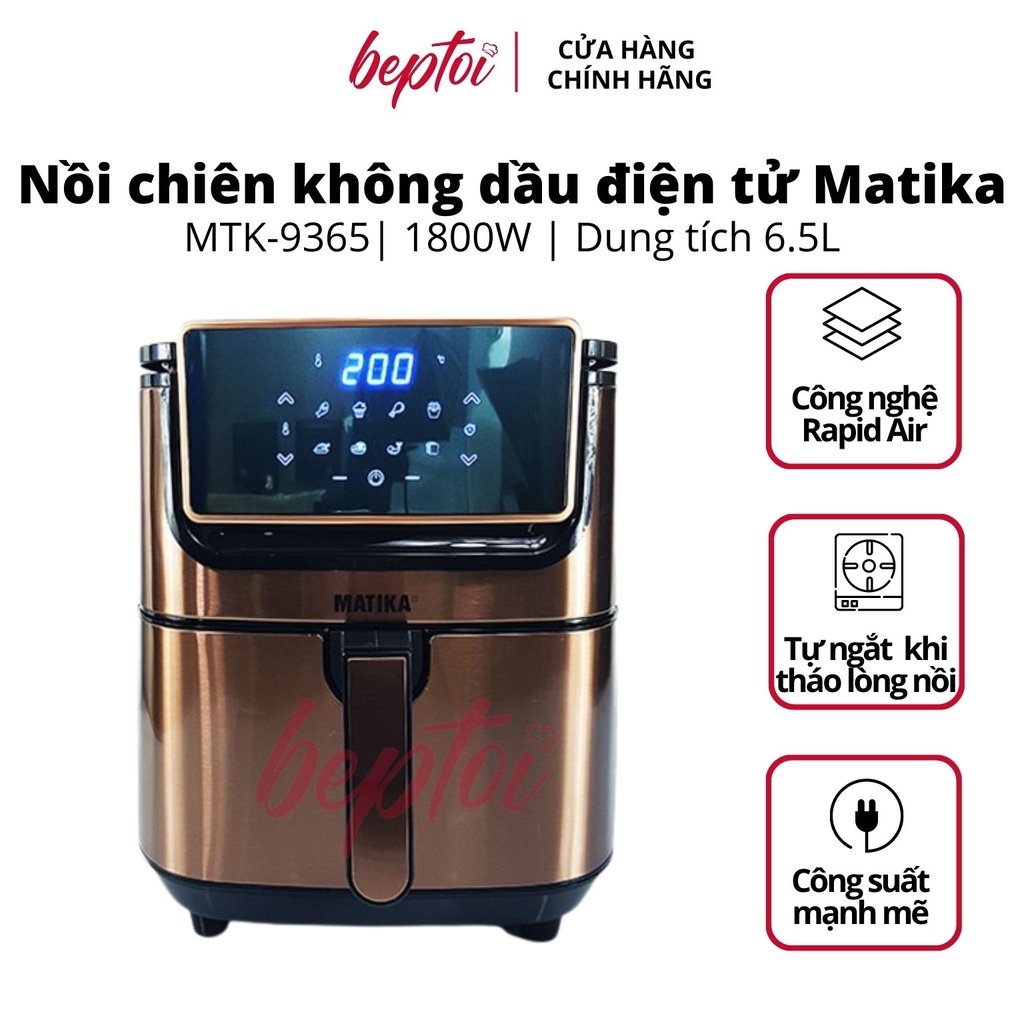 Nồi Chiên Không Dầu Điện Tử 6.5L Matika MTK-9365 / Hàng Việt Nam Chất Lượng Cao