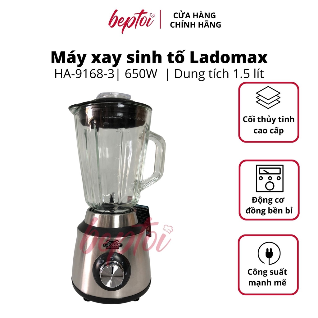 Máy xay sinh tố 3 cối thủy tinh Ladomax Ha-9168-3