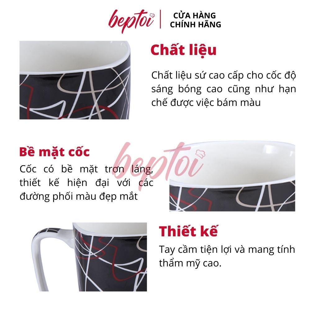 Cốc sứ cao cấp, ly sứ hoa văn Smart Cook SM1502 dung tích 400ML