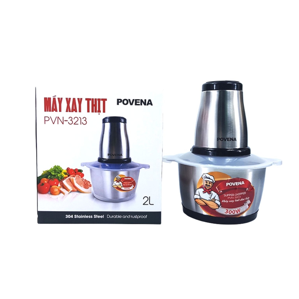 Máy xay thịt cối inox 2L Povena PVN-3213