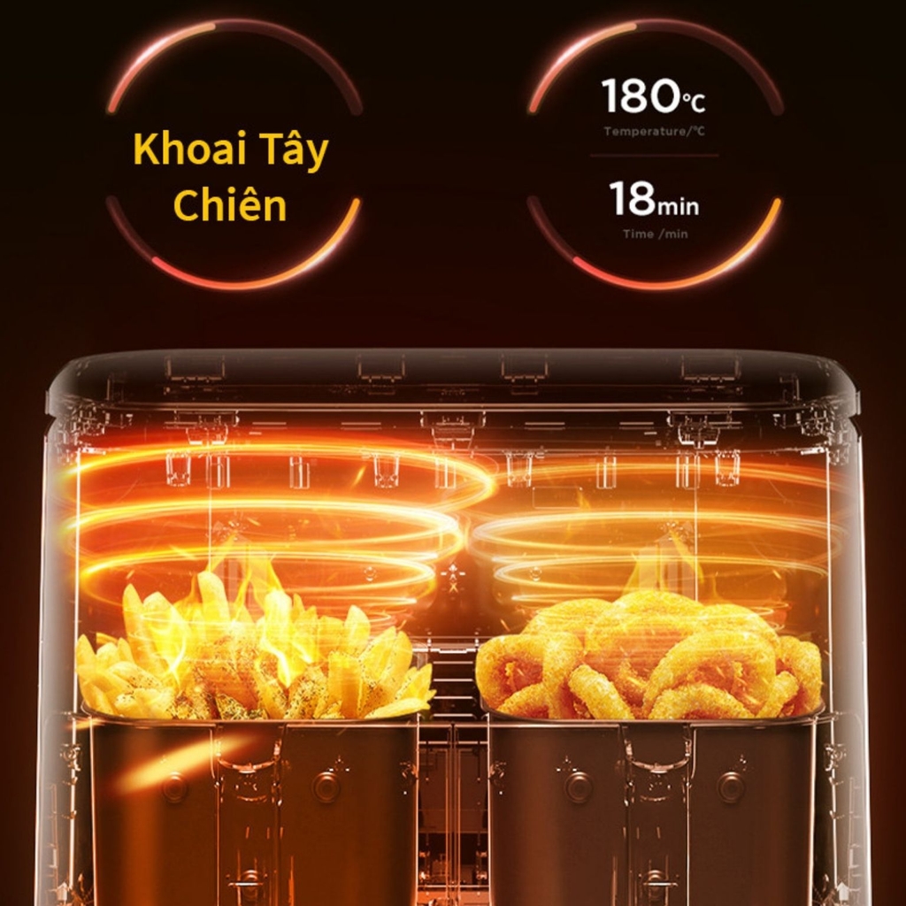 Nồi chiên không dầu 2 ngăn 10L Tsuki TS-AF1001