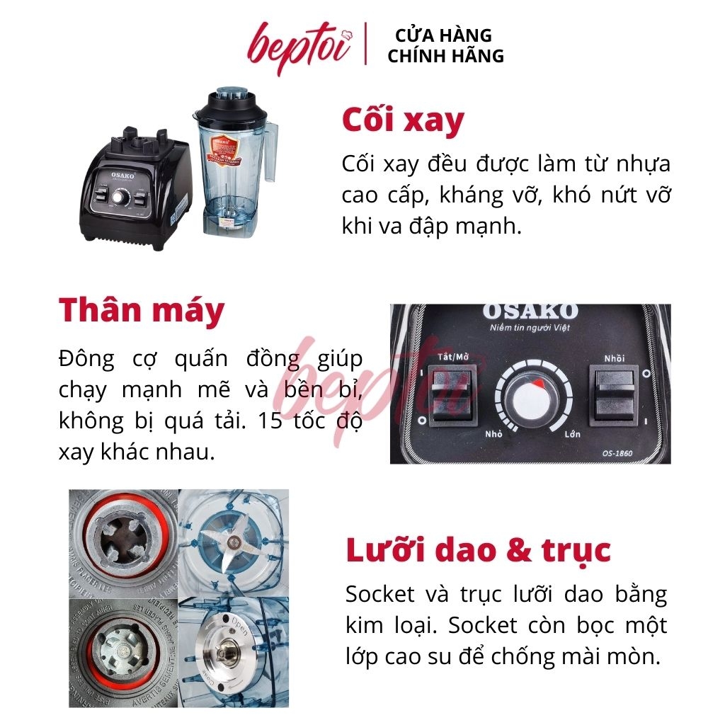 Máy xay sinh tố công nghiêp Osako, máy xay sinh tố đa năng Osako OS-1860 công suất 1750W