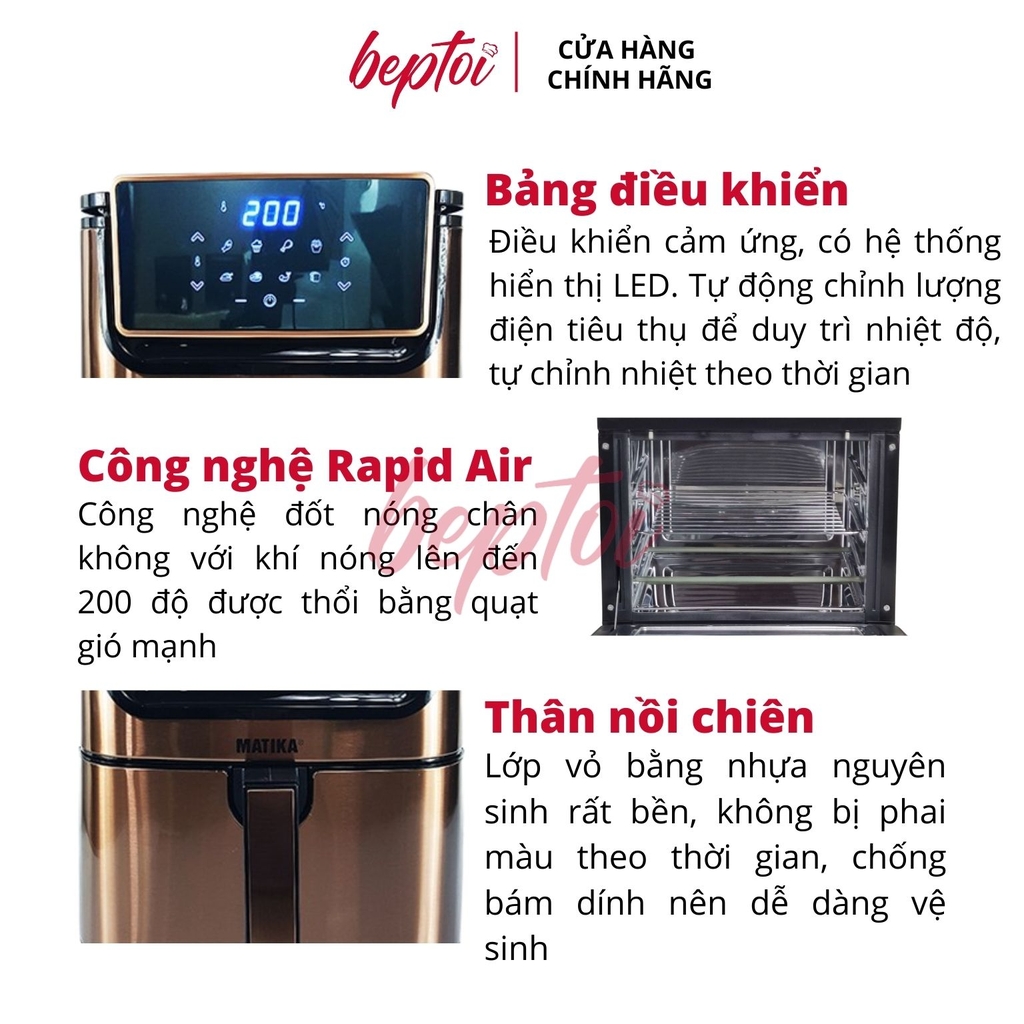Nồi Chiên Không Dầu Điện Tử 6.5L Matika MTK-9365 / Hàng Việt Nam Chất Lượng Cao