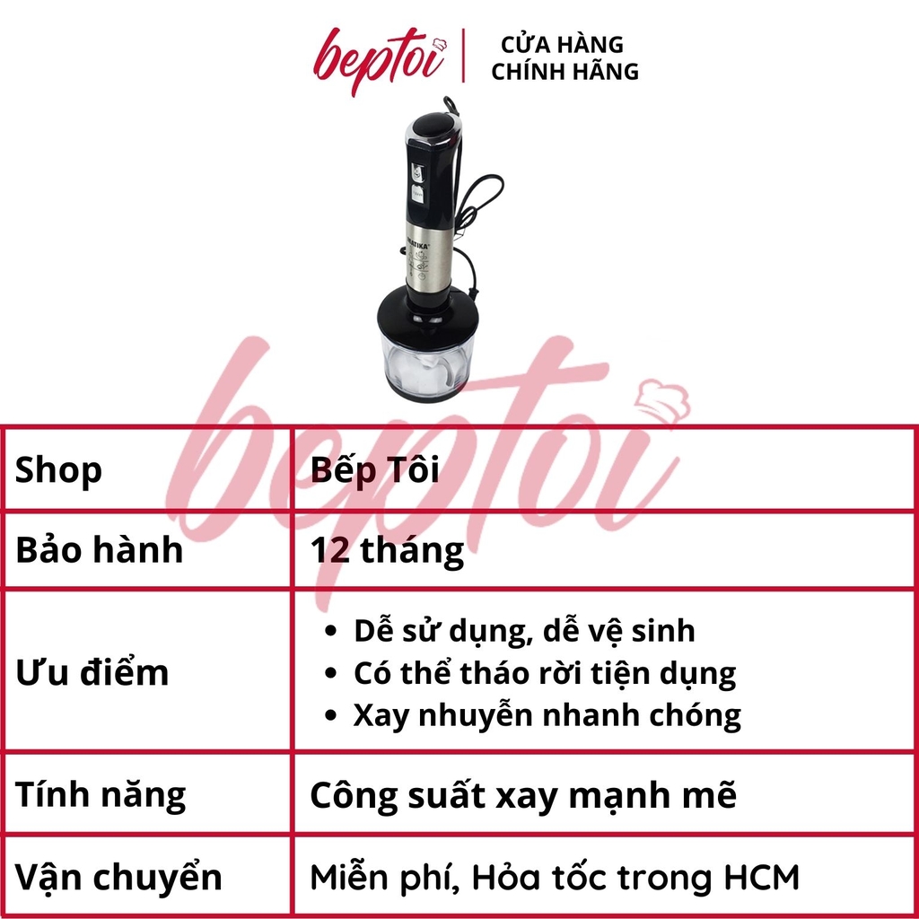 Máy xay sinh tố Cầm Tay / Máy Xay Đa Năng Công Suất Lớn 800W Matika MTK-3131 / Cối Nhựa - Dao Thép Không Gỉ