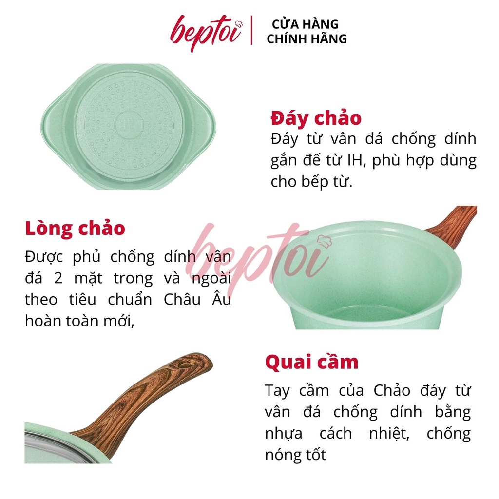 Nồi chống dính nồi bếp từ Green Cook, nồi chống dính đáy từ men đá xanh ngọc Green Cook GCS05