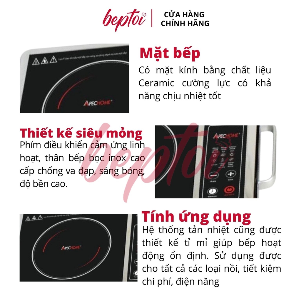 Bếp Hồng Ngoại Đơn / Bếp Điện Hồng Ngoại Công Suất 2000W APECHOME APH-BQ230E / KHÔNG KÉN NỒI + Tặng Vỉ Nướng Inox