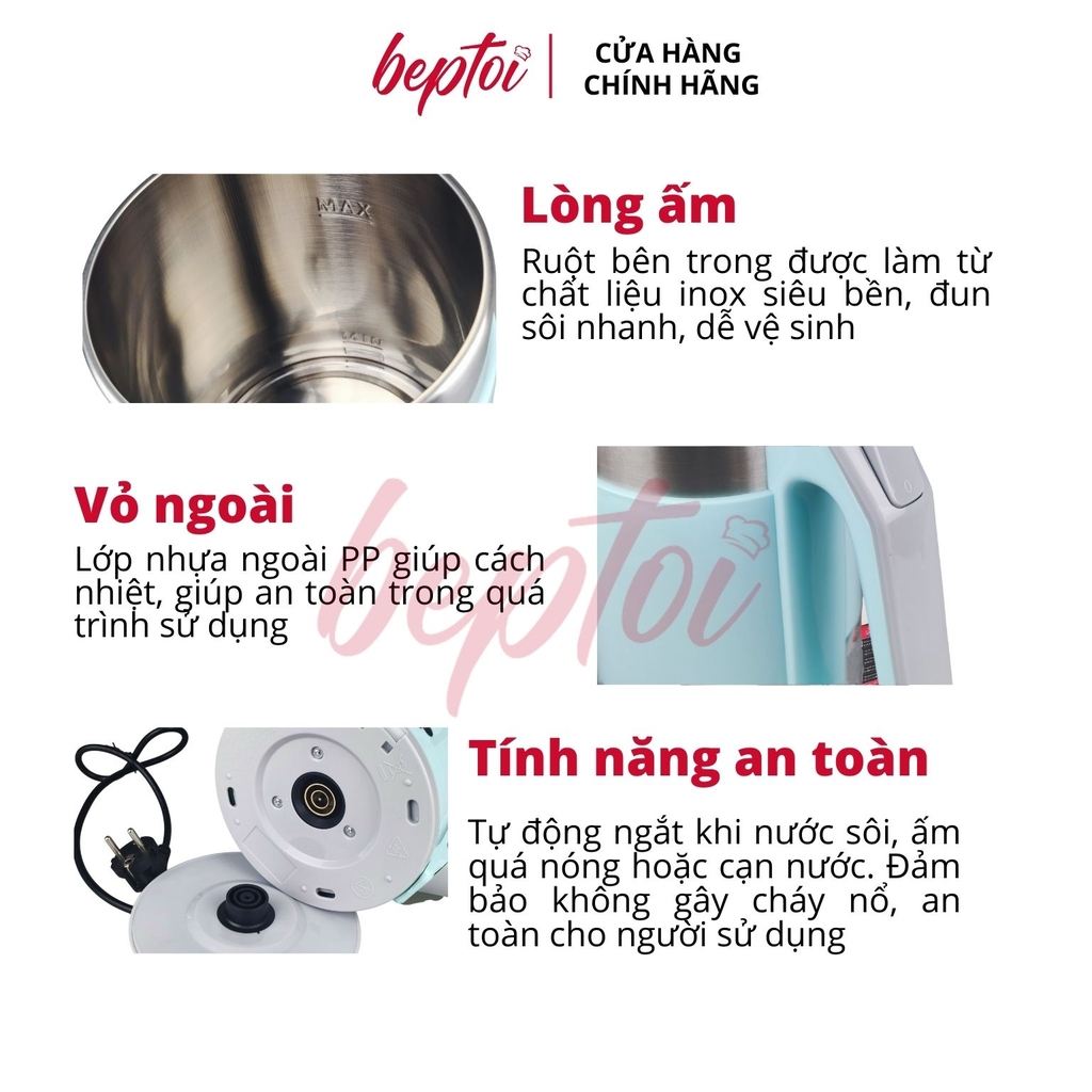 Bình đun siêu tốc, ấm siêu tốc Inox 2 lớp chống phỏng đun nước siêu nhanh Ladomax HA-886 2.3L