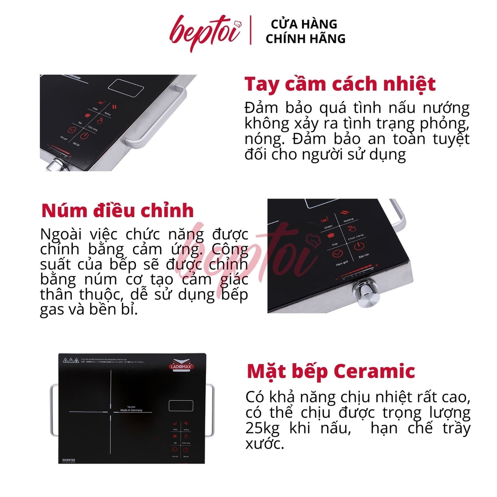 Bếp Điện Hồng Ngoại Ladomax HA-666 2200W - Không Kén Nồi, Nấu Nhanh, An Toàn, Tiện Dụng