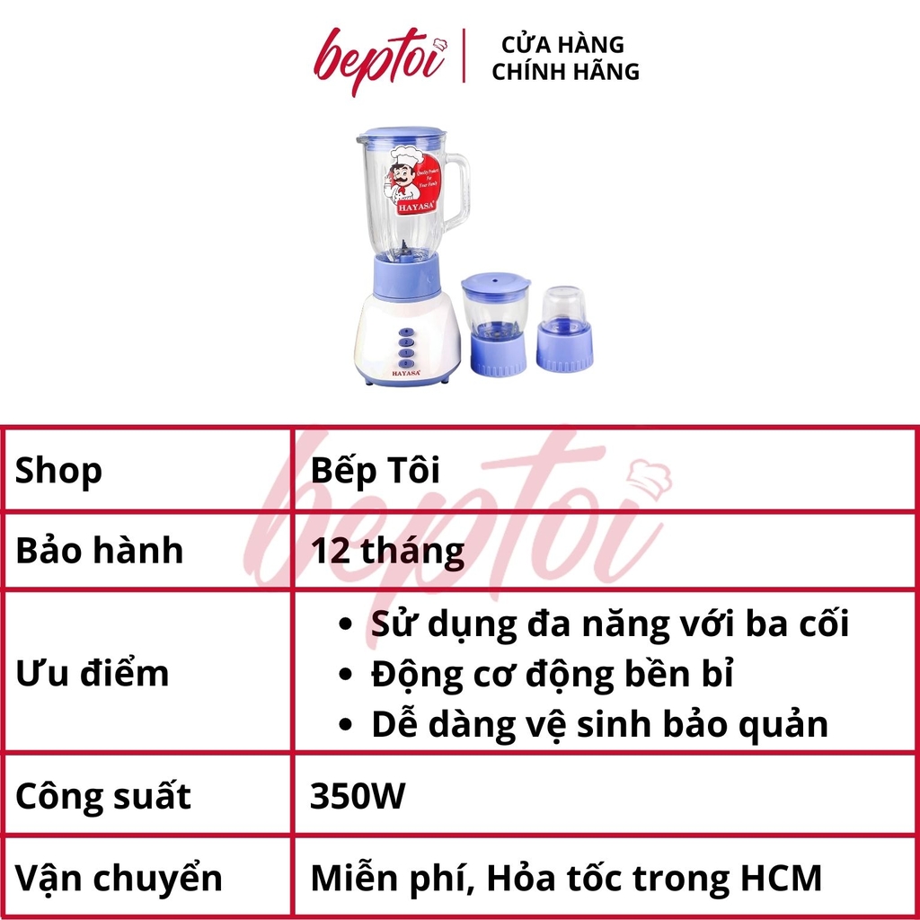 Máy Xay Sinh Tố / Máy Xay Đa Năng Hayasa Ha-0181 / Cối Thủy Tinh - Dao Thép Không Rỉ