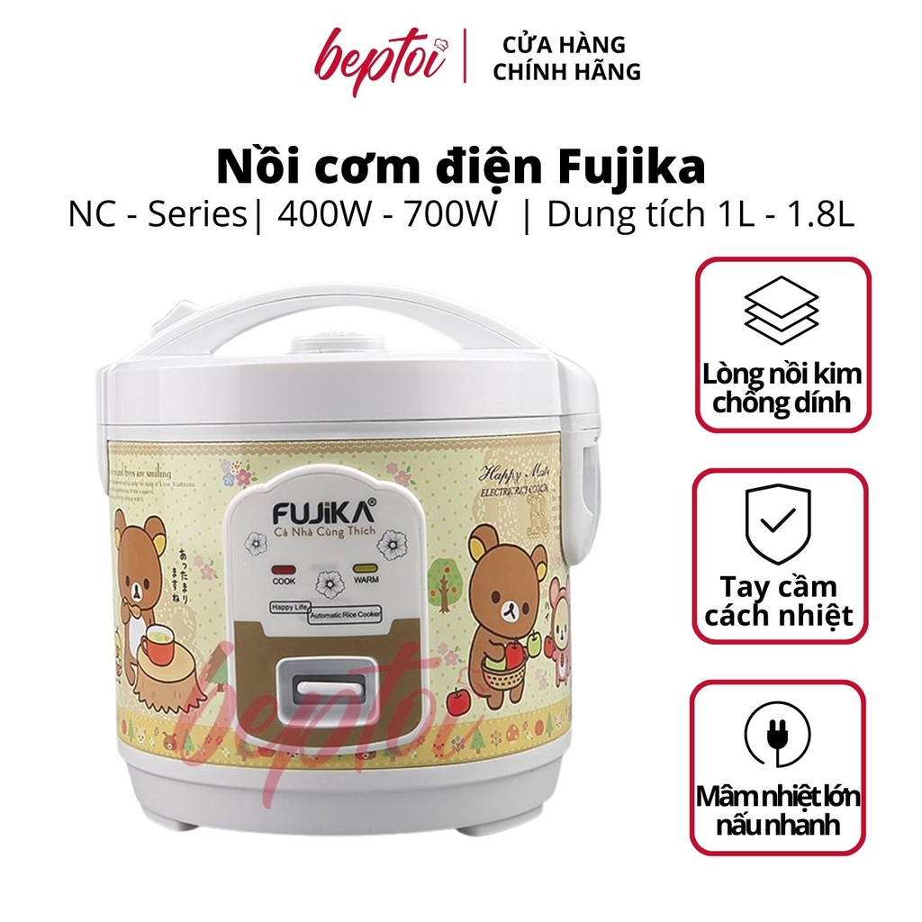 Nồi cơm điện nắp gài Fujika, nồi cơm điện mini dung tích 1L - 1.5L - 1.8L NC-Series