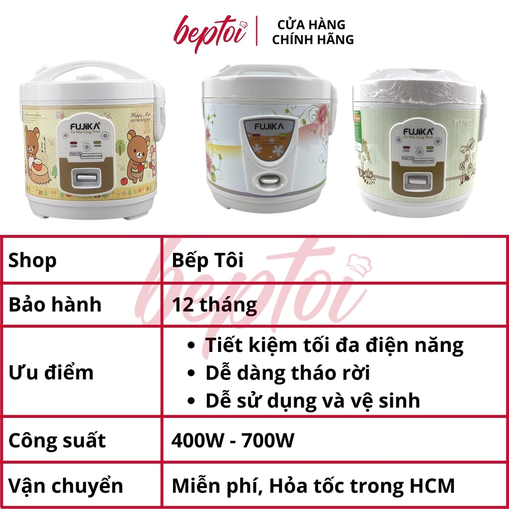 Nồi cơm điện nắp gài Fujika, nồi cơm điện mini dung tích 1L - 1.5L - 1.8L NC-Series