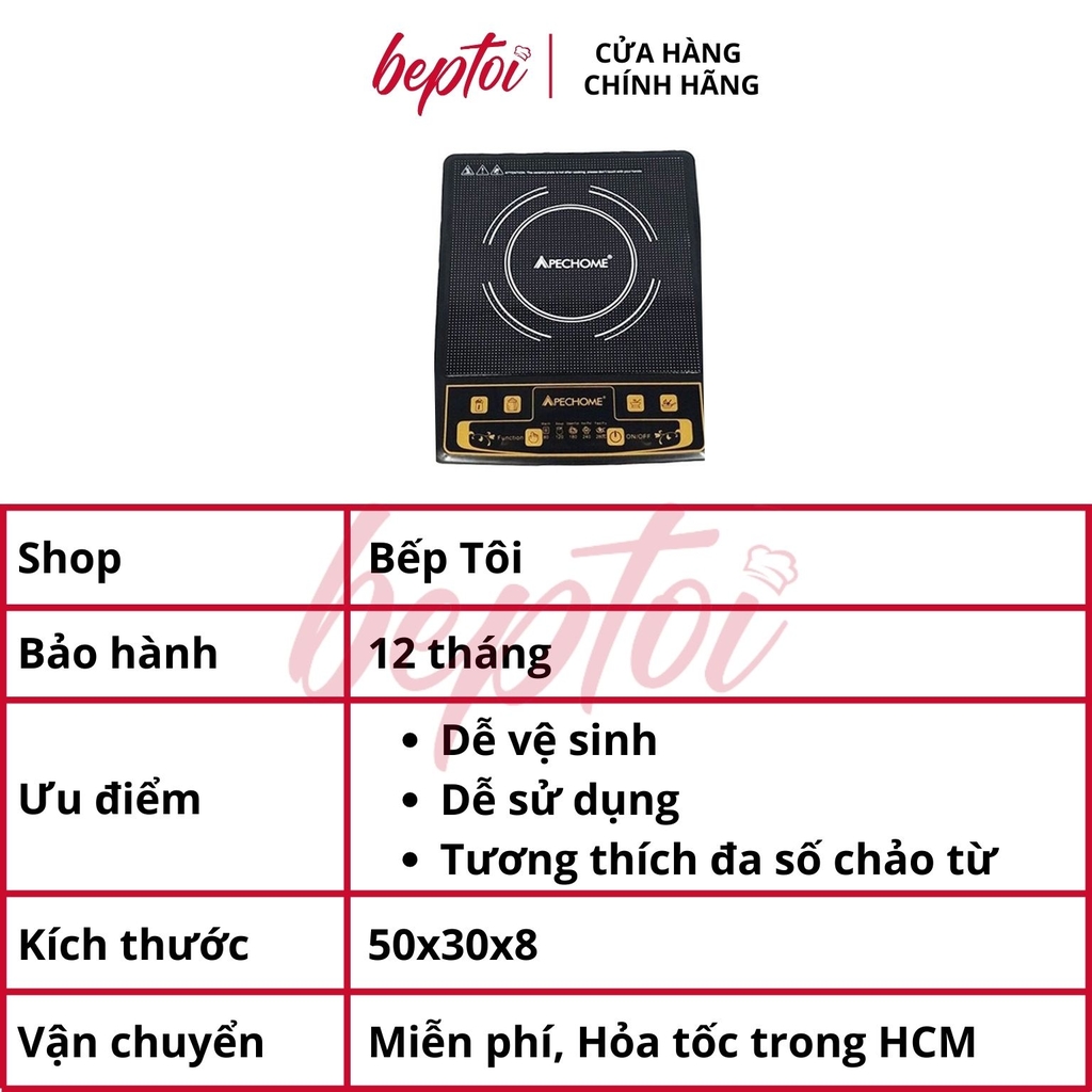 Bếp từ đơn Apechome công suất 1800W, bếp điện từ mặt kính chịu lực APH-BT85 (Tặng Kèm Nồi Lẩu)