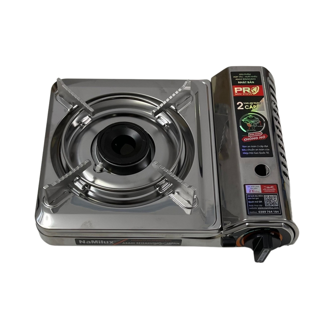 Bếp Gas Mini Inox / Bếp Gas Namilux 2S PL2021AS / Van An Toàn 2 Cấp Chống Cháy Nổ