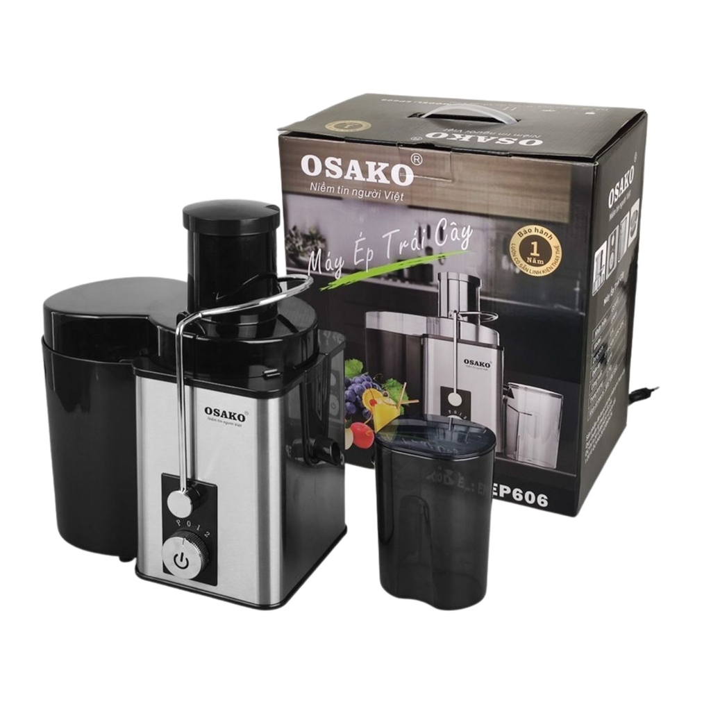 Máy Ép Trái Cây Osako EP-606 500W – Ép Kiệt Bã, Ống Nhồi 65mm, Cốc 1.4L, Dễ Vệ Sinh, Bảo Hành Chính Hãng