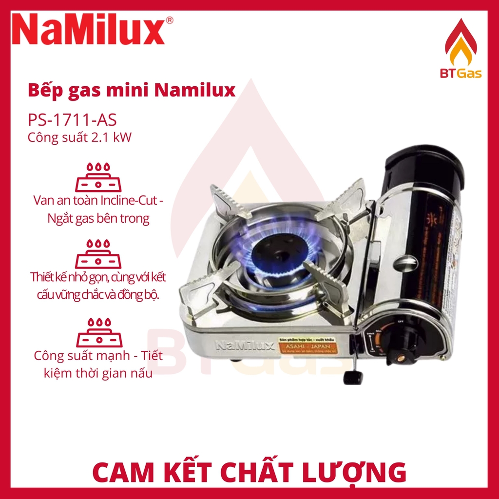Bếp Gas Mini Namilux / Bếp Gas Du Lịch Tích Hợp Van An Toàn / PS-1711-AS