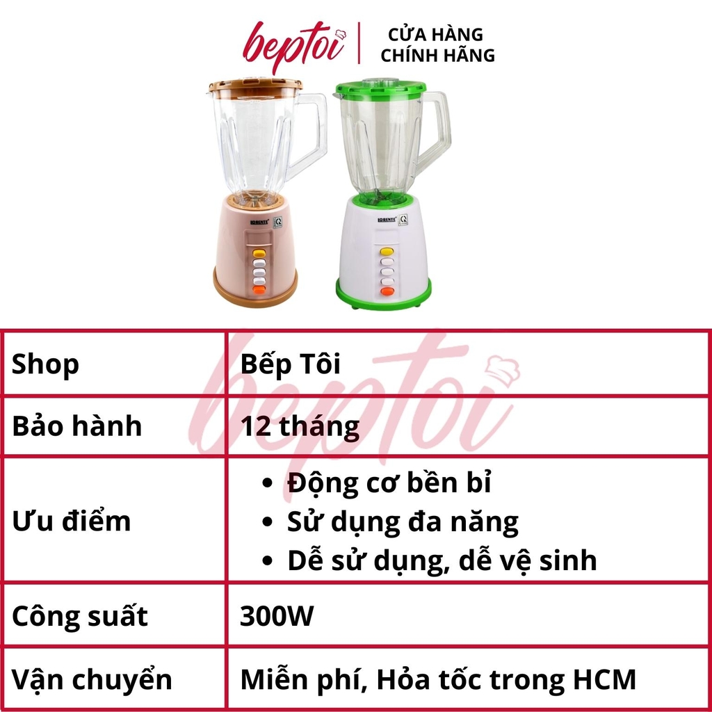 Máy xay sinh tố Lorente, máy xay đa năng cối nhựa dao inox công suất 300W LT-2566