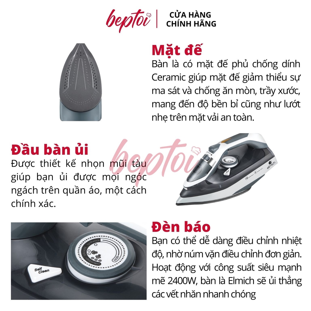 Bàn ủi điện Elmich công suất 2400W, Bàn là hơi nước Elmich SIE-3435