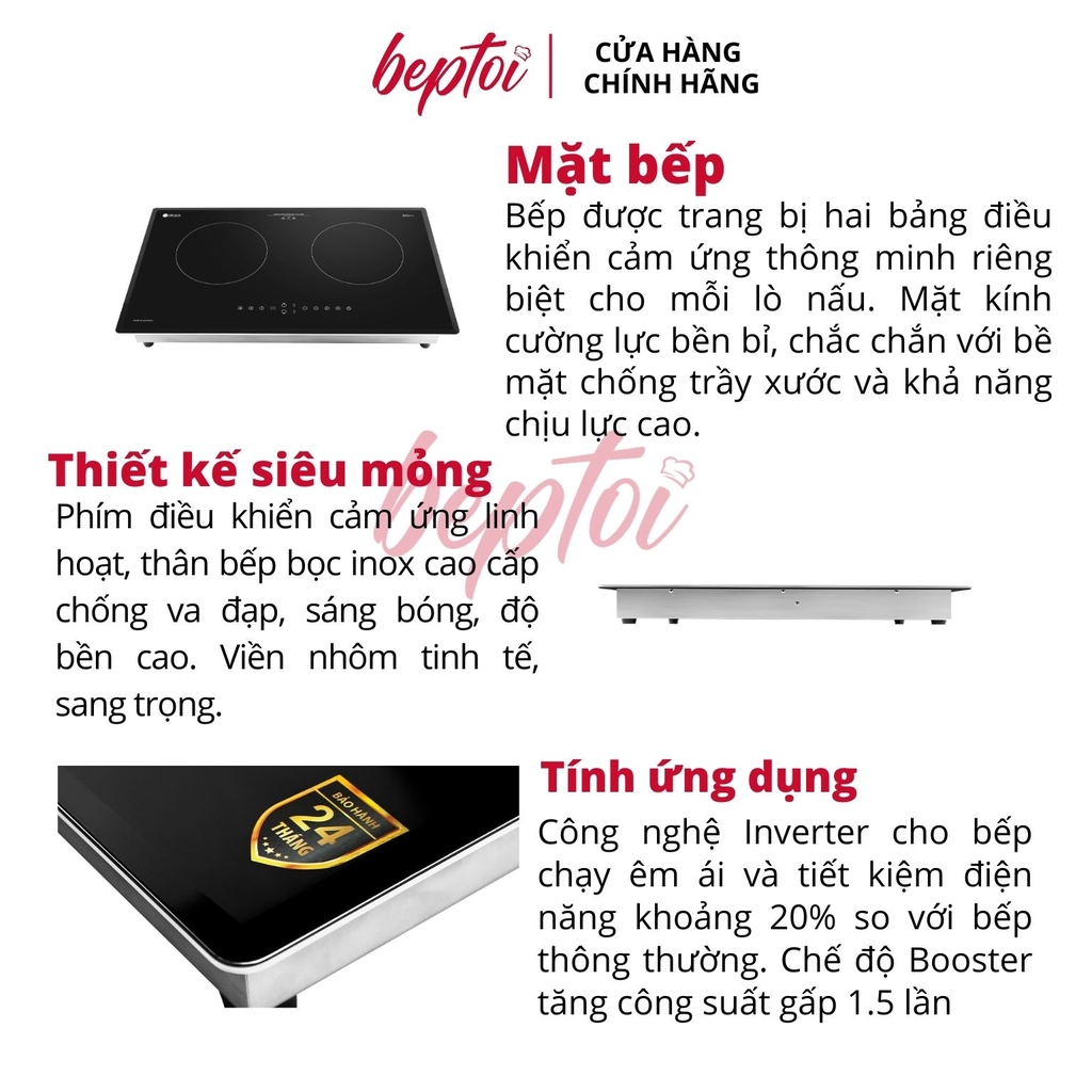 Bếp từ hai vùng nấu, Bếp từ đôi Elmich ICE-3491