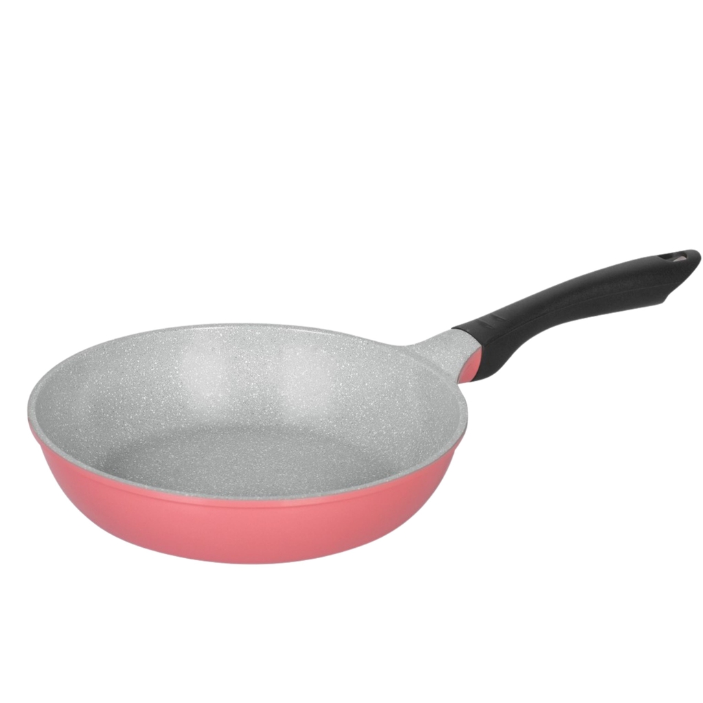 Chảo chống dính men đá ceramic đáy từ Green Cook GCP03-IHP màu hồng công nghệ 7 lớp chống dính Hàn Quốc