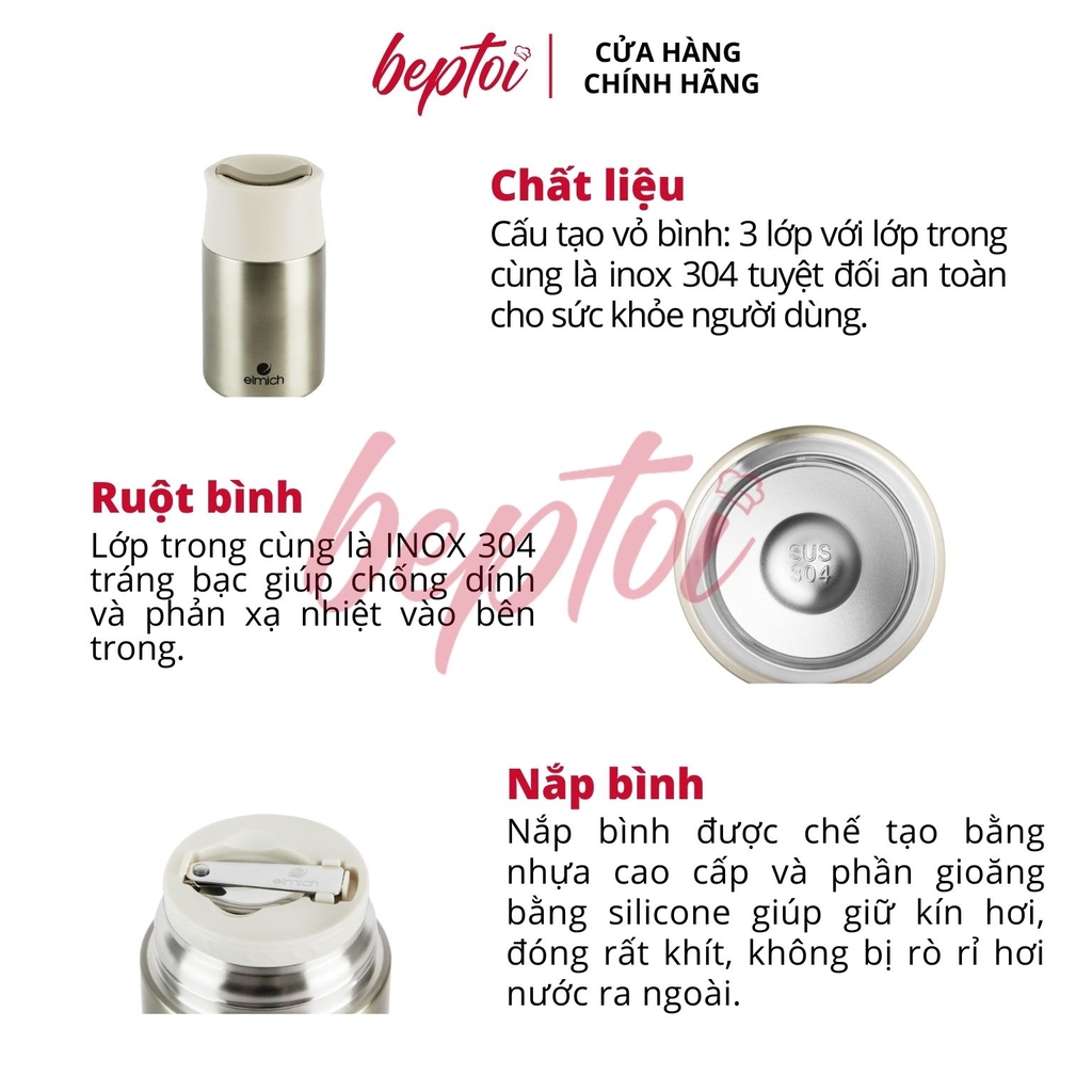 Bình giữ nhiệt đựng thức ăn Elmich EL3671 Inox 304 800ml