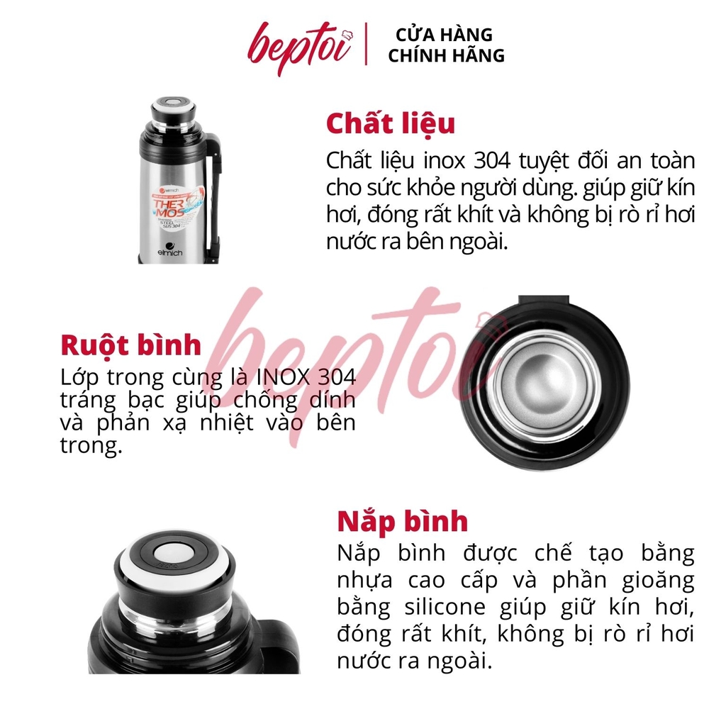 Bình giữ nhiệt Elmich EL5208 Inox 304 800ml