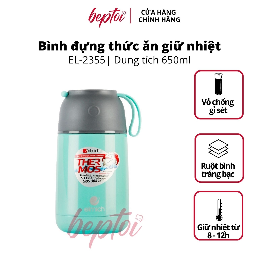 Bình giữ nhiệt đựng thức ăn Elmich EL-2355 Inox 304 650ml