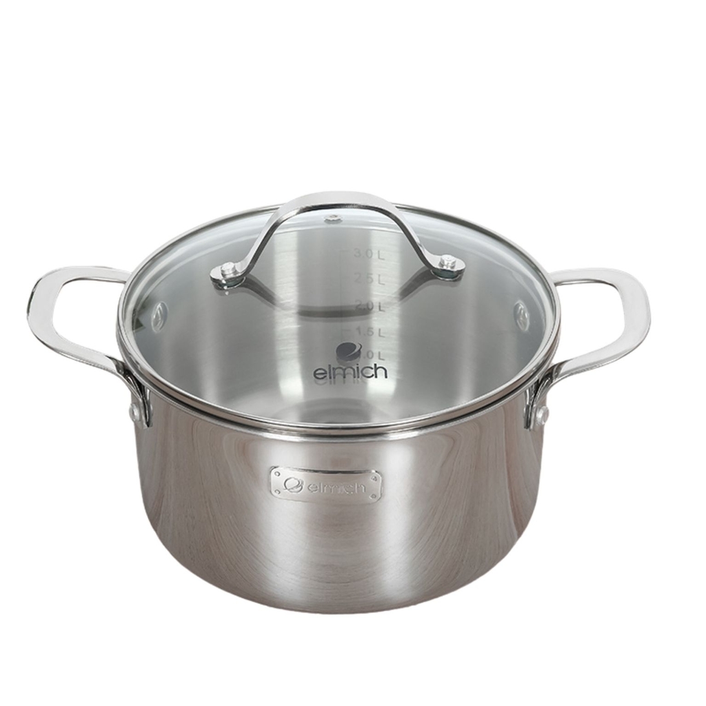 Nồi bếp từ inox 304 cao cấp 3 lớp đáy liền Trimax 3 chiếc size 16cm, 20cm, 24cm