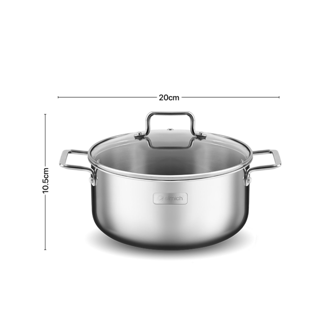 Bộ nồi bếp từ inox liền khối Elmich Trimax XR EL-8074 size 16, 20, 22cm