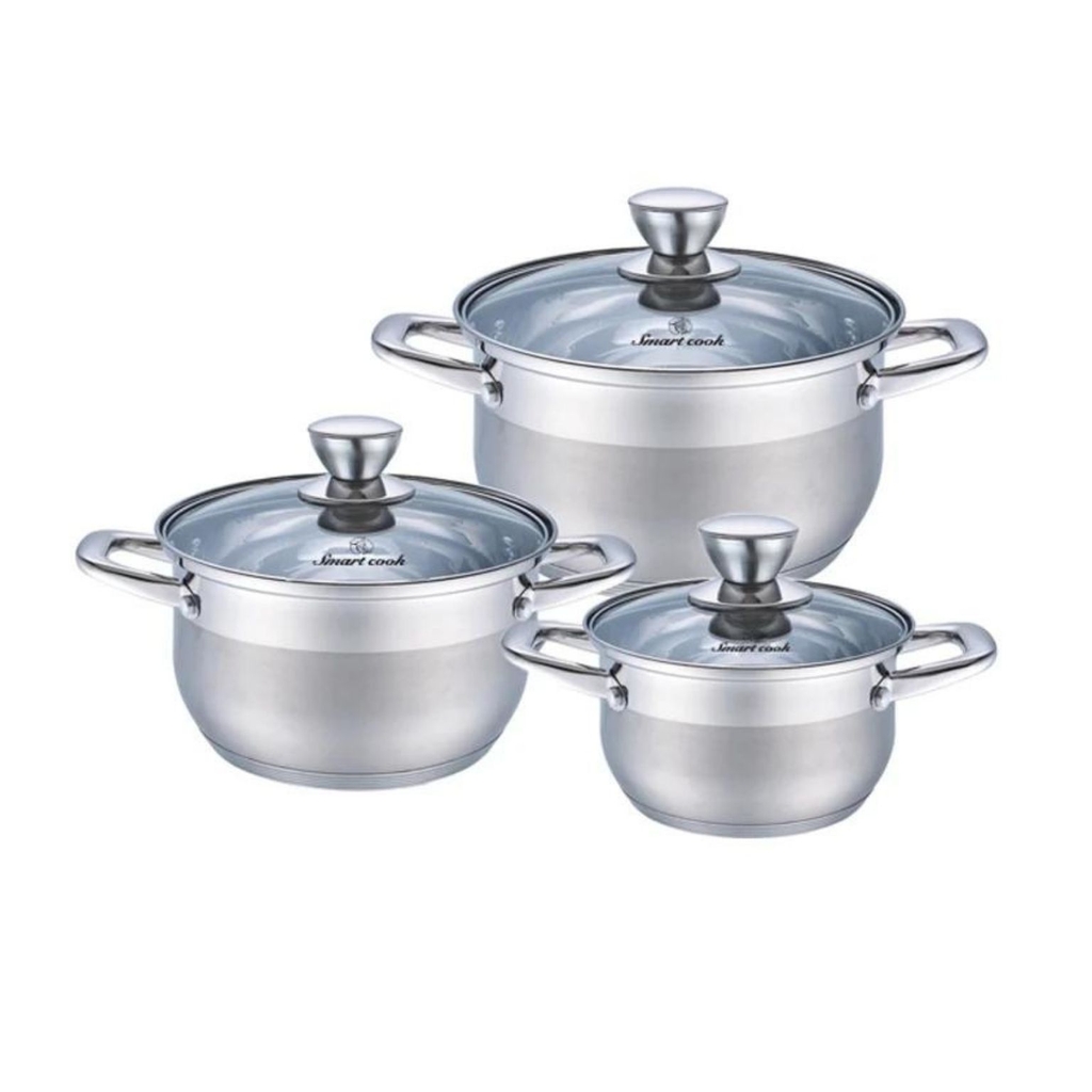 Nồi bếp từ inox Smartcook 3 chiếc cỡ 16cm, 20cm, 24cm EL3337