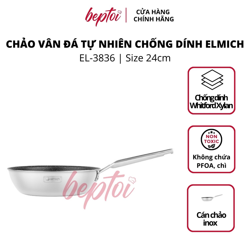 Chảo chống dính inox liền khối Elmich Trimax CZ Elmich, chảo chống dính đáy từ Elmich