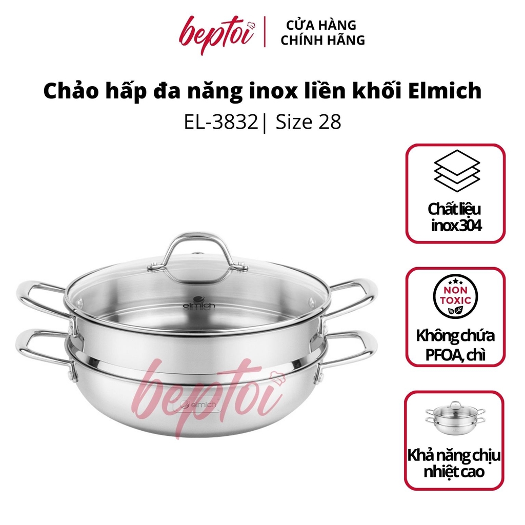 Chảo hấp đa năng inox liền khối Elmich Trimax CZ EL-3832 size 28cm