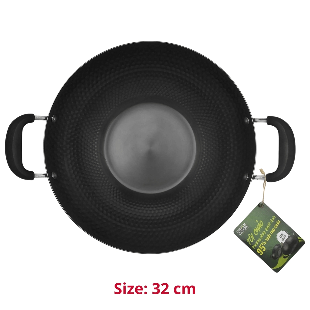 Chảo chống dính chảo sâu lòng vân kim cương Green Cook GCW02 chống dính tự nhiên dùng được trên tất cả các loại bếp