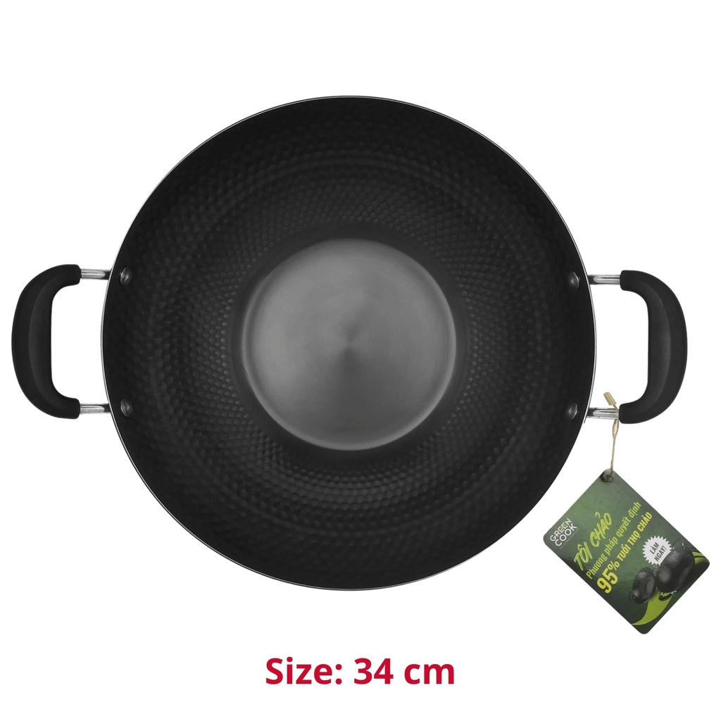 Chảo chống dính chảo sâu lòng vân kim cương Green Cook GCW02 chống dính tự nhiên dùng được trên tất cả các loại bếp