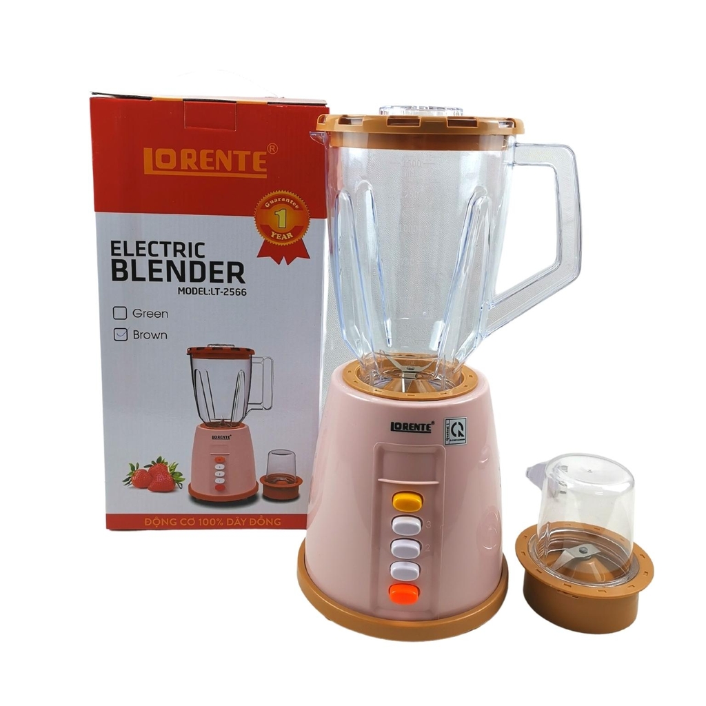 Máy xay sinh tố Lorente, máy xay đa năng cối nhựa dao inox công suất 300W LT-2566