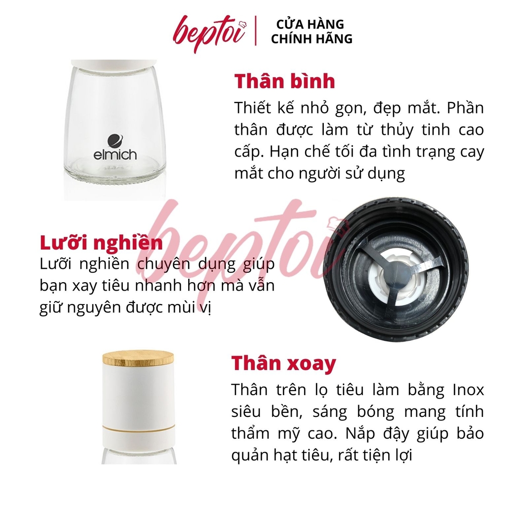 Lọ xay tiêu Elmich, lọ xay hạt tiêu thủy tinh Elmich EL1157